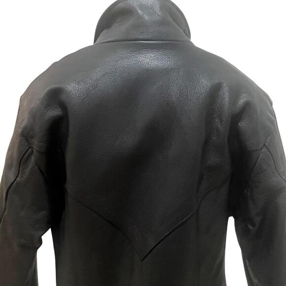 Unik Leather Jacket Womens Small Black Quilted Zip Off Lined Biker Moto Zip - Picture 5 of 15
